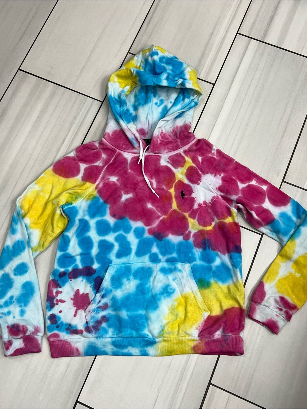 🔥 Polo Ralph Lauren Tie-Dye Pullover Hooded Sweatshirt Women Sz Large